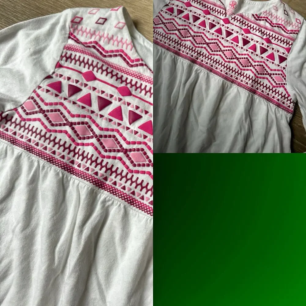 J. Khaki Boho Peasant Top - Pink Embroidered, Girls Size Medium